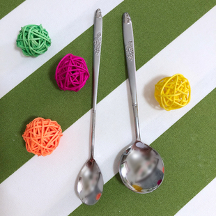 韩国进口不锈钢勺子西餐勺韩餐拌饭勺圆头长柄勺羹匙小头咖啡勺子