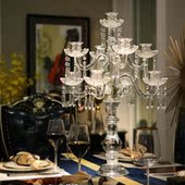 欧式 水晶烛台玻璃婚庆婚礼烛台家用浪漫烛光晚餐台灯北欧装 饰摆件