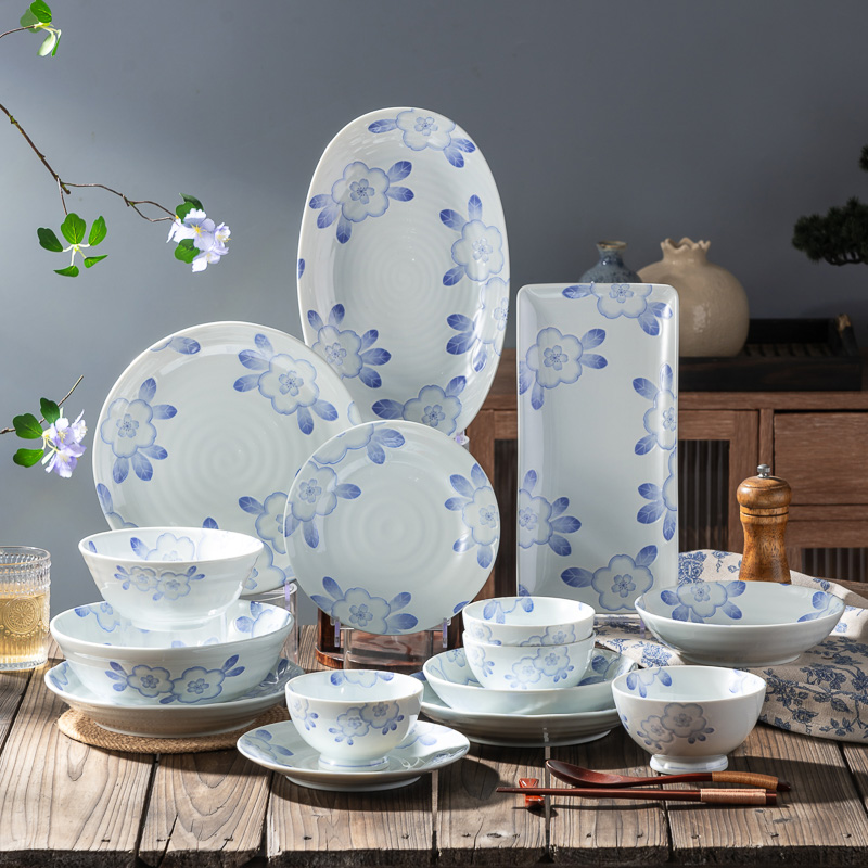 高端日式高温釉下彩餐具套装