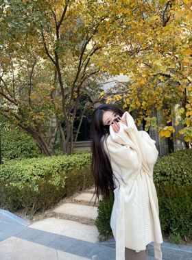 JAMAIS VU自制 经典半永久四色厚实宽松开衫针织衫外套系带大衣女