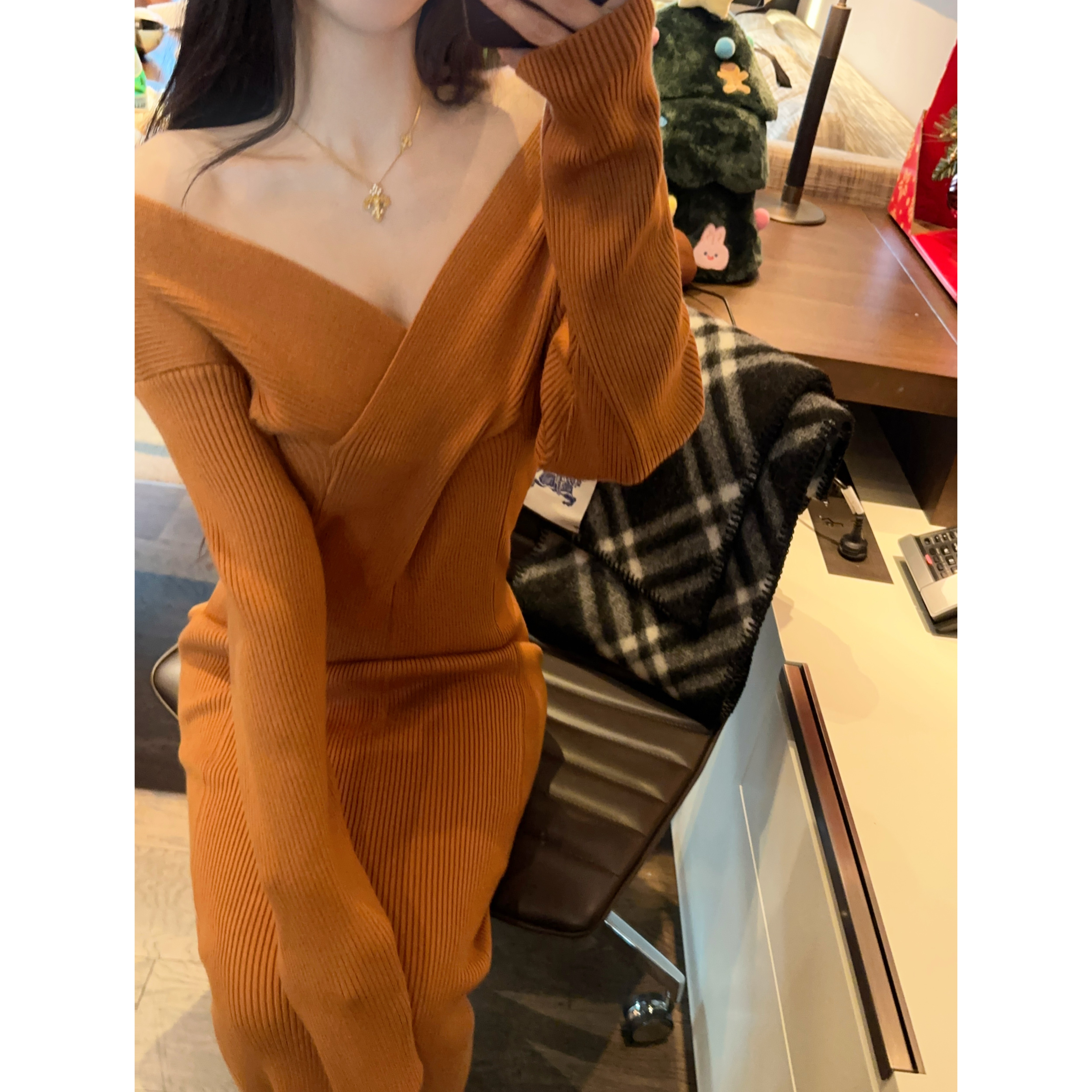 纯欲毛织厚实4色连衣裙