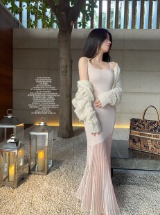 半透纯欲妲己鱼尾 步步生莲 收腰百搭吊带连衣裙 松弛感美人