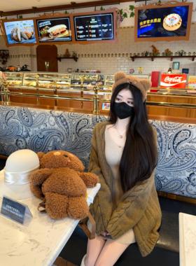 JAMAIS VU【日常舒适挂】粗枝麻花 廓形羊毛保暖开衫大毛衣秋冬女