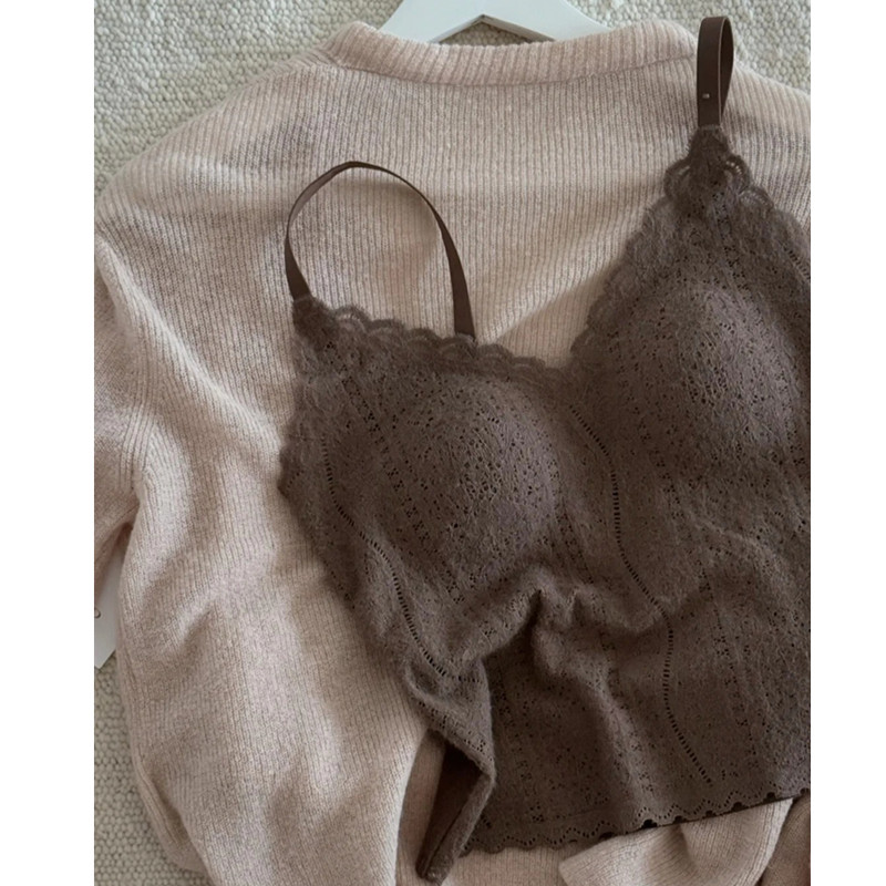 法式蕾丝磨毛美背吊带背心