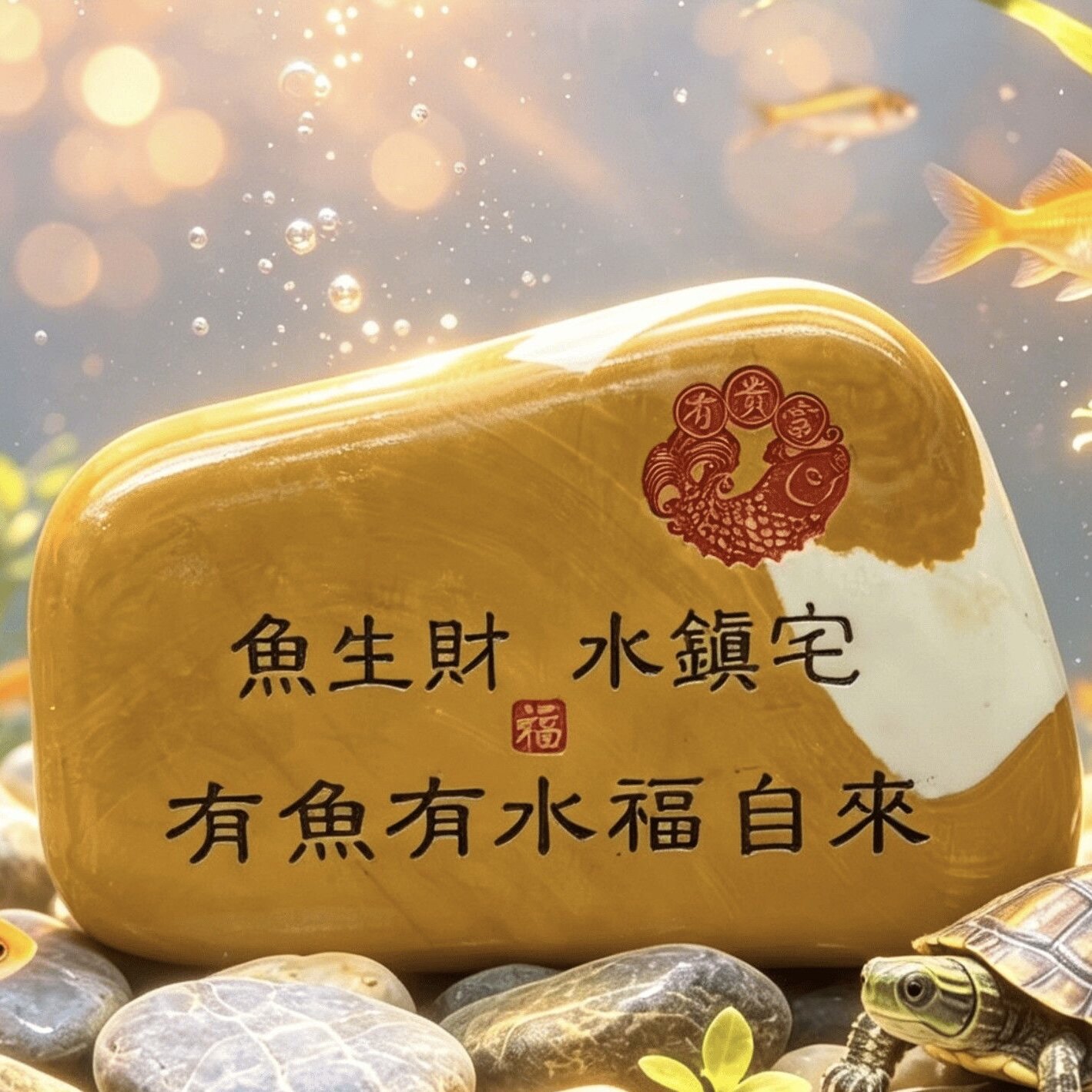 真石头雕刻鱼缸盆景造景摆件刻字石头书桌茶桌摆石来运转工艺礼品