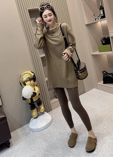 欧货2025秋季新款袖口纽扣刺绣字母圆领纯棉卫衣女宽松中长款上衣