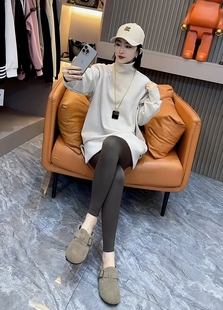 不规则开叉上衣 高领加绒加厚纯棉卫衣女宽松中长款 2025秋冬装 新款