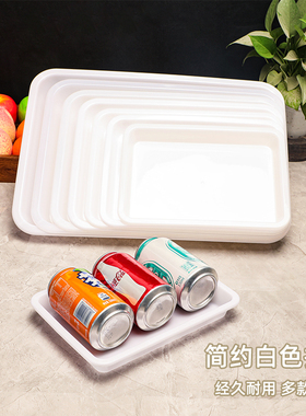 白色长方形塑料托盘水杯茶盘商用餐盘蛋糕面包展示托盘熟食凉菜盘
