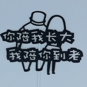 蛋糕装饰插件你陪我长大我陪你变老生日快乐插牌烘焙装饰插旗20支