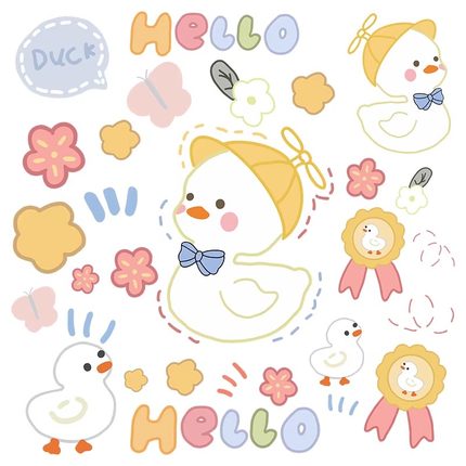 卡通可爱鸭小丑鸭行李箱贴纸防水不留胶旅行箱笔记本电脑装饰贴纸