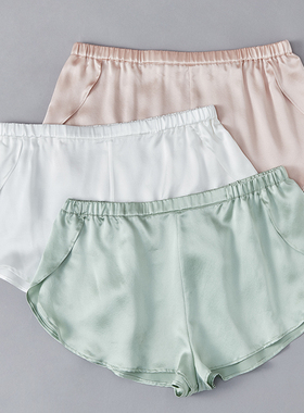 Cnsilk 100%桑蚕真丝睡裤短裤宽松舒适打底裤薄款家居女五分裤