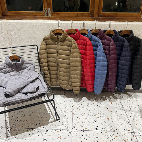 轻薄90%白鸭绒短款羽绒服外套男