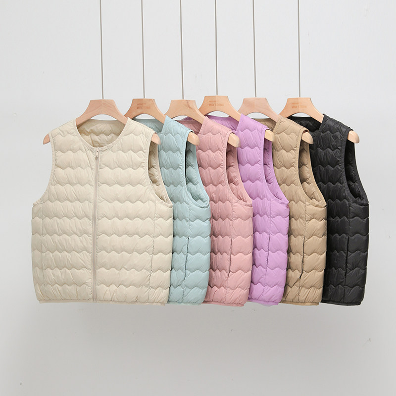 圆领羽绒内胆内穿马甲妈妈装短款