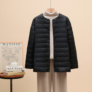 超轻薄羽绒服女中长款圆无领加肥大码轻便内搭外穿一手长羽绒内胆