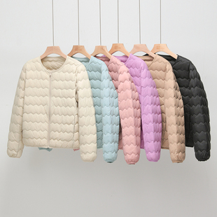 中老年超轻90鸭绒薄款羽绒内胆圆领打底保暖妈妈装无领外套新款冬