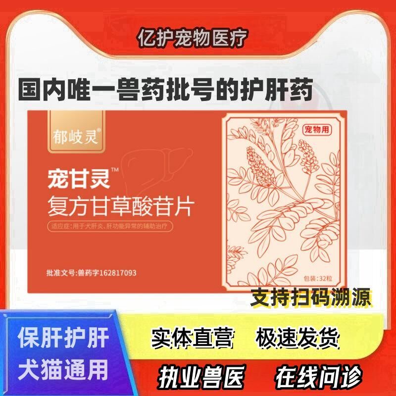 宠物肝损伤肝炎肝腹水复方甘草酸苷片黄疸传腹肝中毒脂肪肝胆汁堵