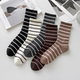 条纹袜子女秋冬中筒袜运动网红美拉德长筒袜横条外穿配鲨鱼裤 运动