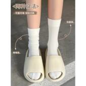 白色袜子女中筒袜ins潮秋季 纯棉堆堆袜乐福鞋 春秋长筒袜黑色长袜