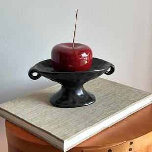 秘密卡车复古陶瓷收纳盘可爱手工摆件家居饰品ins风双耳高脚托盘