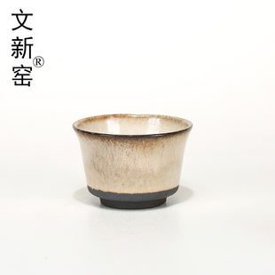 文新窑紫砂窑变风铃口杯 功夫茶盏陶瓷品茗杯日式茶具紫砂泡茶杯