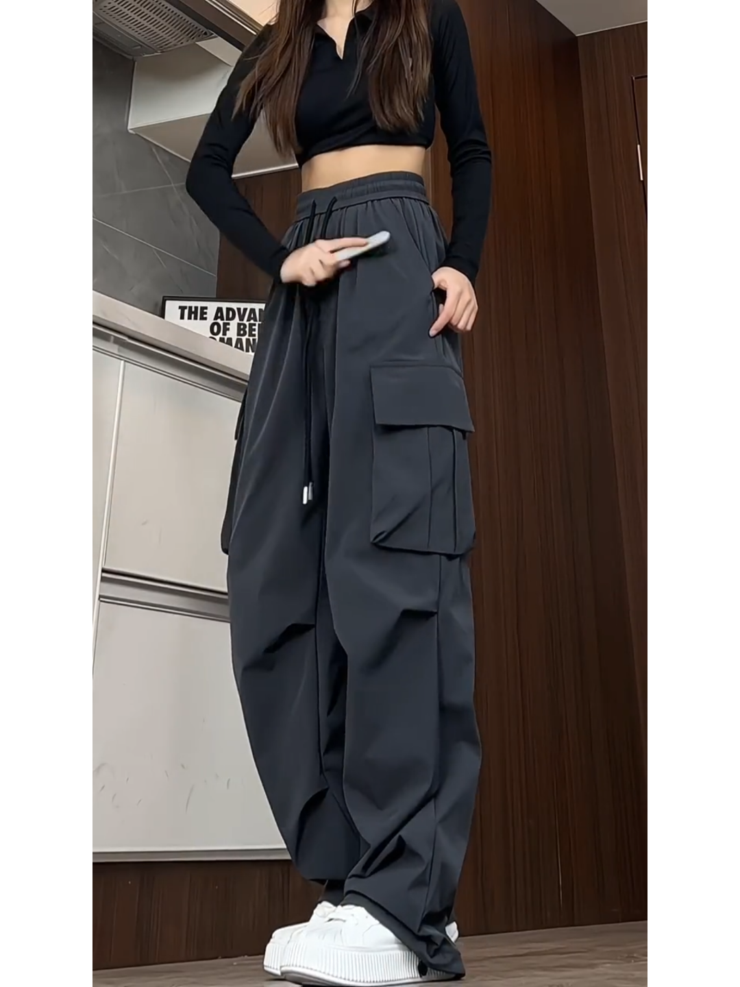 夏季男女同款工装休闲裤宽松直筒速干阔腿长裤K0097/P45图片