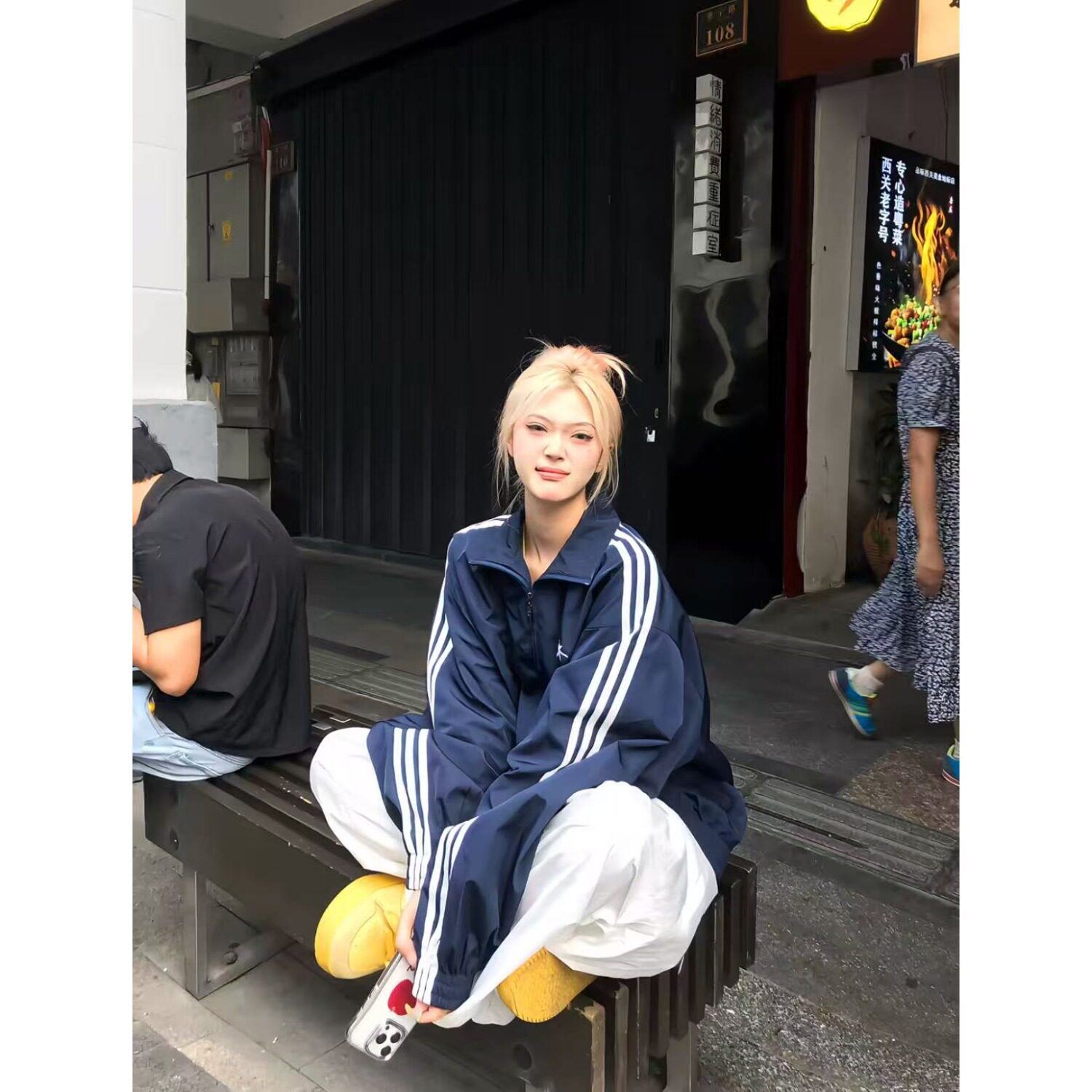 现货美式三条杠蓝色夹克男短款宽松运动风外套J996/P70,男装夹克,星座205-3