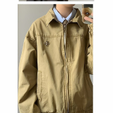 现货卡其色秋季全棉刺绣翻领短款外套男JK810/P75，女装短外套，星座205-3