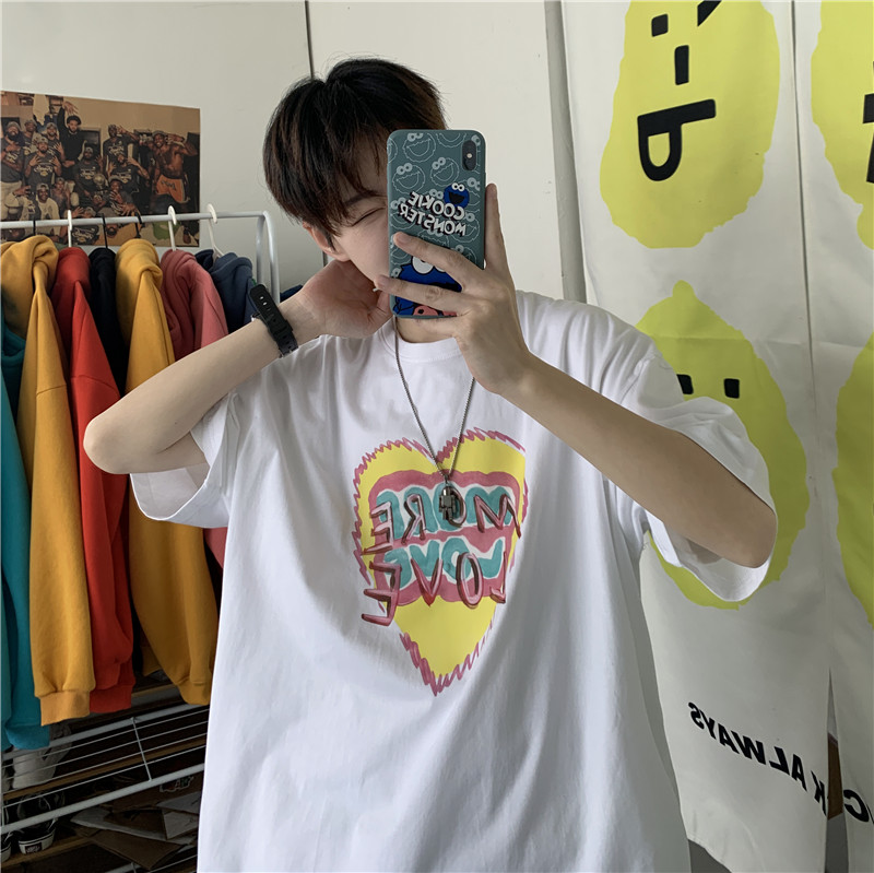 主推爱心夏季短袖情侣宽松上衣数据超爆205-3#T21/,男装T恤,星座205-3