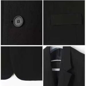 【网图现货】黑色垫肩痞帅便单痞帅西服大码宽松西装外套X022/P75图片