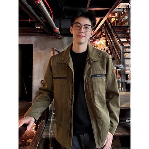 cleanfit巴恩风工装外套男秋季流行穿搭美式短款飞行员夹克棒球服图片