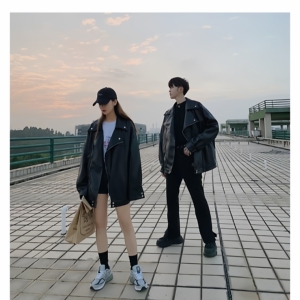 现货 美式宽松复古机车PU皮潮流外套J27/P70图片