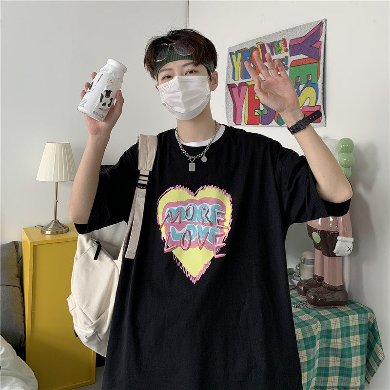 主推爱心夏季短袖情侣宽松上衣 数据超爆205-3#T21/图片