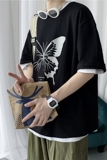 夏季反光港风宽松印花短袖T恤潮流205-3#T13/P25，男装T恤，星座205-3