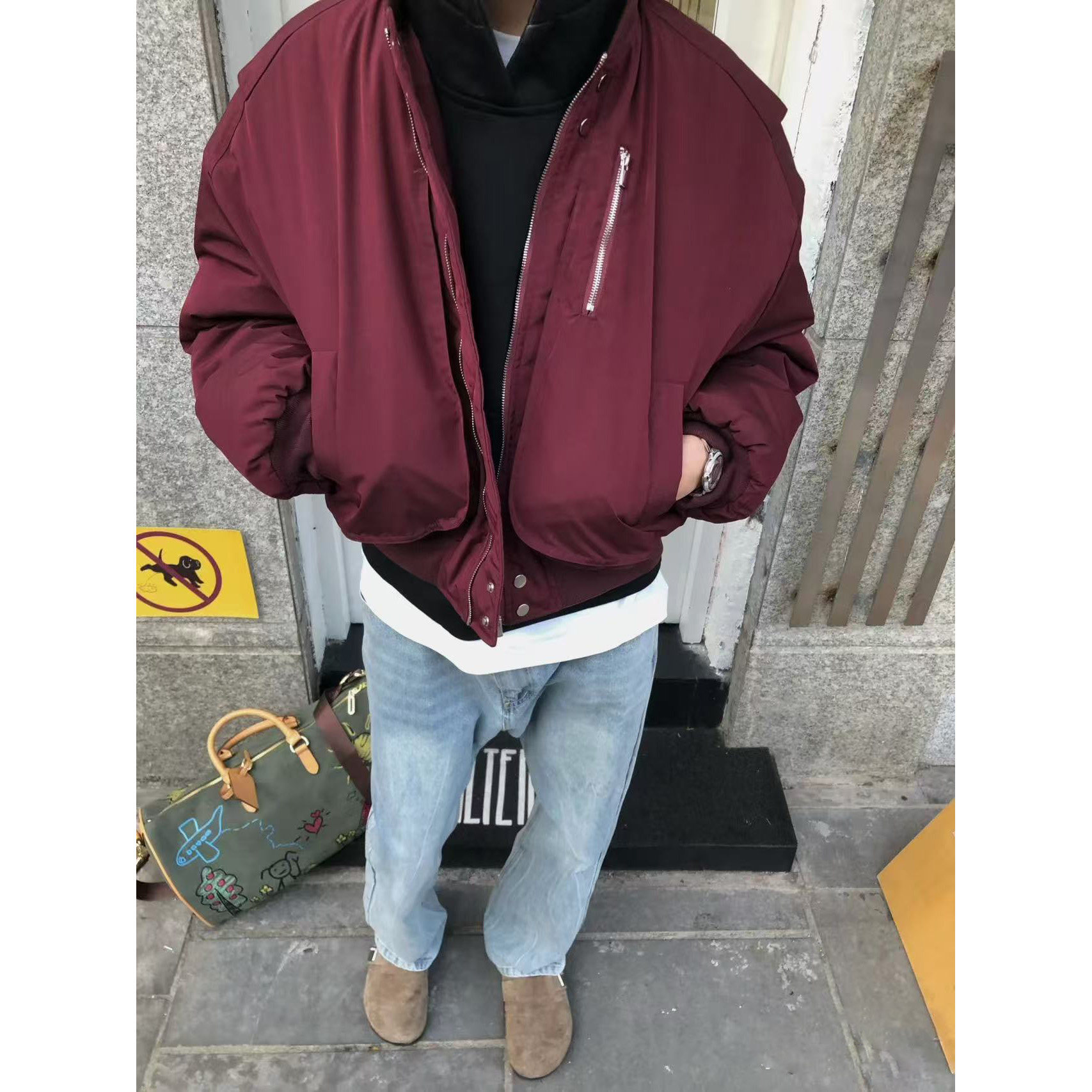 【网图现货】美式复古短款潮流飞行夹克男棒球服外套JK148/P85,男装夹克,星座205-3