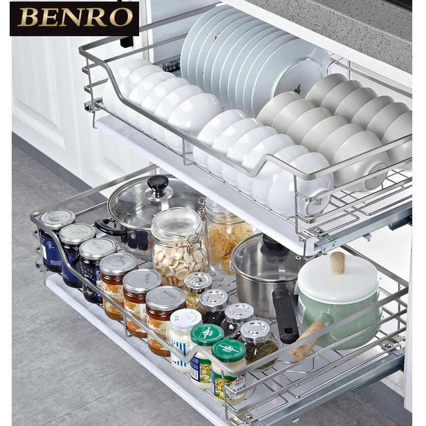 抽屉式内置阻尼碗碟厨柜