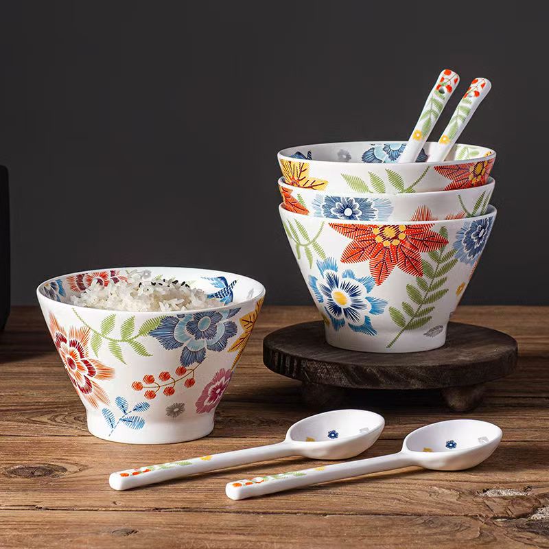 锦绣江南面碗斗笠碗家用5英寸