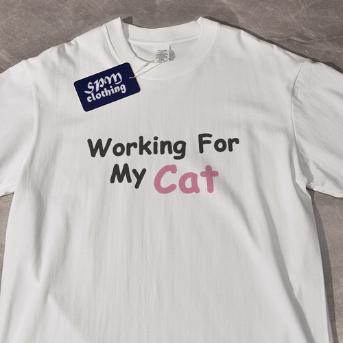 working for my cat夏季新款短袖t恤宽松休闲纯棉百搭男女情侣