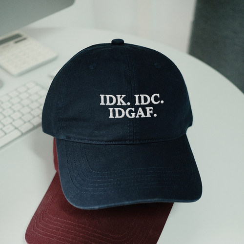 IDGAF韩国情侣男女百搭显脸小鸭舌帽刺绣软顶棒球帽