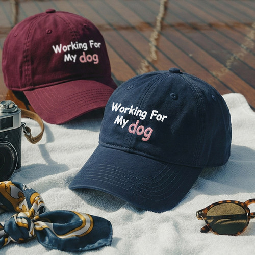 working for my cat韩国情侣男女百搭显脸小鸭舌帽刺绣软顶棒球帽