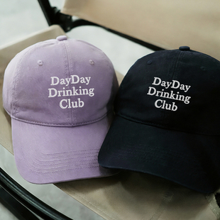 dayday working韩国情侣男女百搭显脸小鸭舌帽刺绣软顶棒球帽