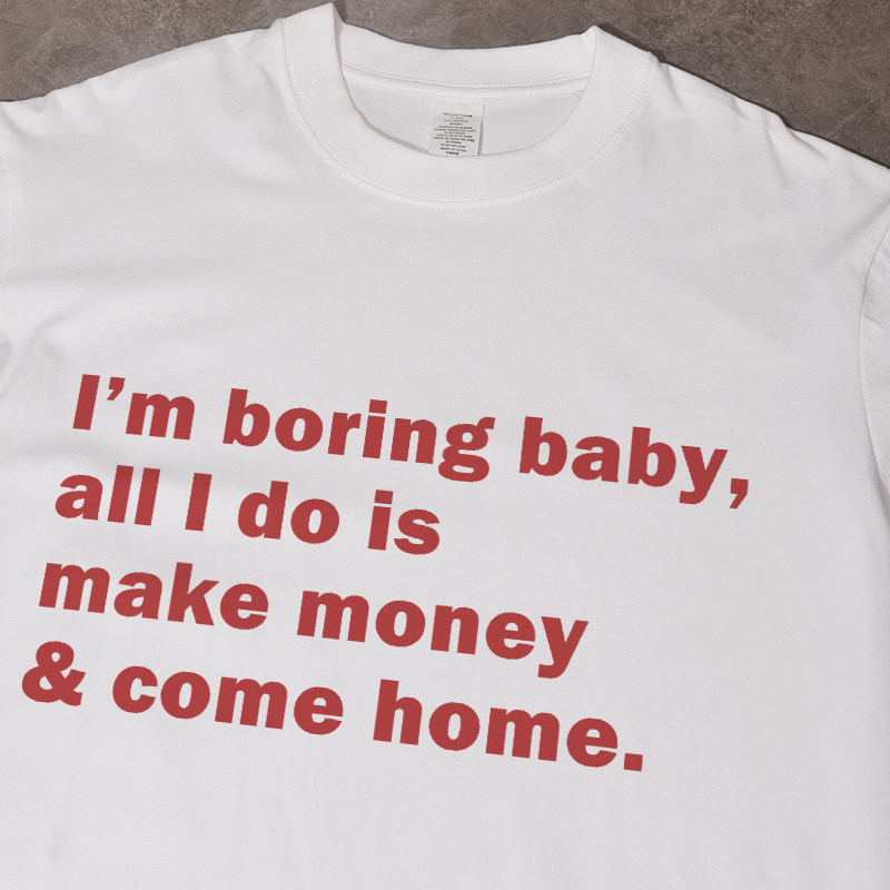 i'm boring baby夏季新款ins风短袖t恤宽松休闲纯棉百搭男女情侣