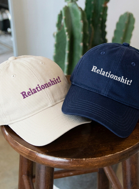 Relationshit！韩国男女百搭显脸小鸭舌帽刺绣软顶棒球帽