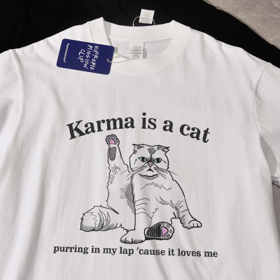 霉霉Karma周边cat夏季新款ins风短袖t恤宽松休闲纯棉百搭情侣男女