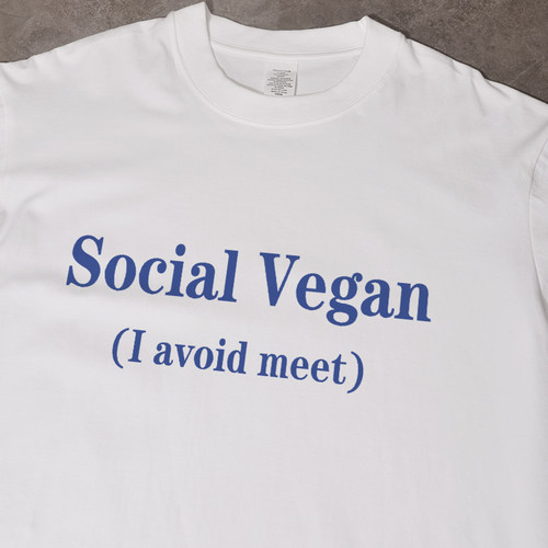 Social Vegan (我避免见面)夏季ins风短袖t恤宽松休闲纯棉百搭男