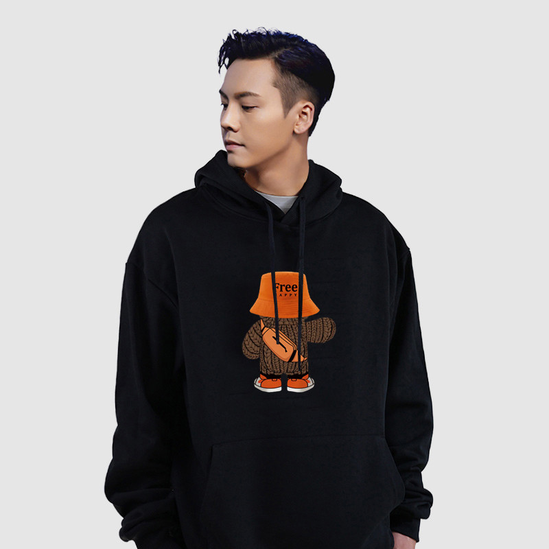 外贸出口撤回潮牌卡通背影连帽卫衣男秋冬款加绒加厚休闲纯棉宽松