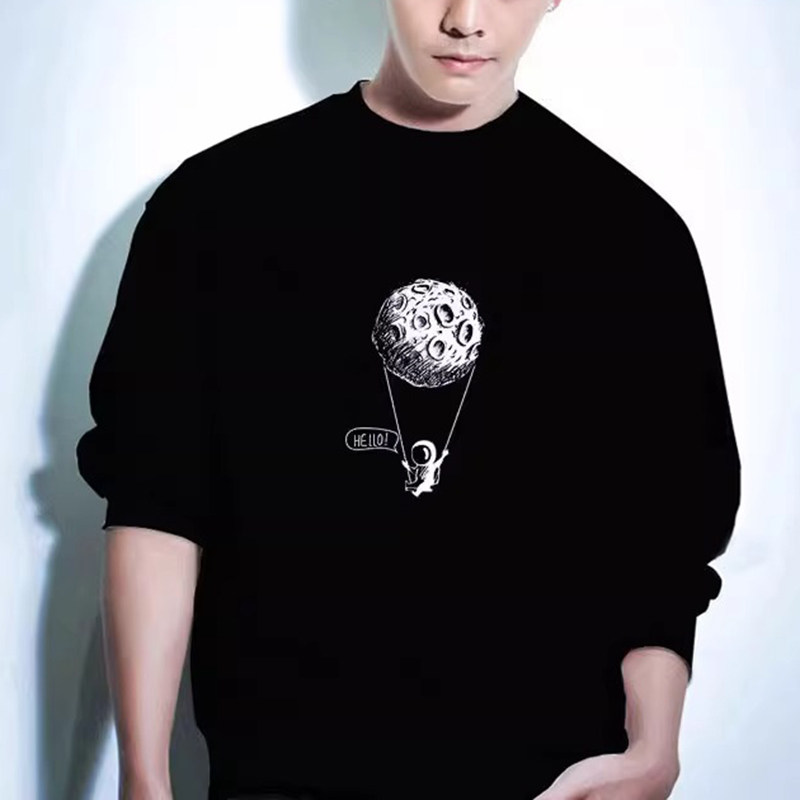 商场专柜撤回潮牌宇航员圆领卫衣男士秋冬季纯棉休闲加绒加厚长袖