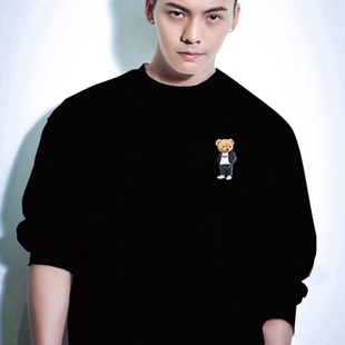 商场专柜撤回潮牌小熊圆领卫衣男士秋冬季高级感纯棉加绒加厚上衣