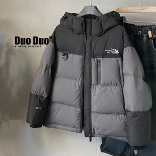 牛哆哆羽绒服2025新款冬装羽绒服男连帽加厚保暖撞色高级感外套