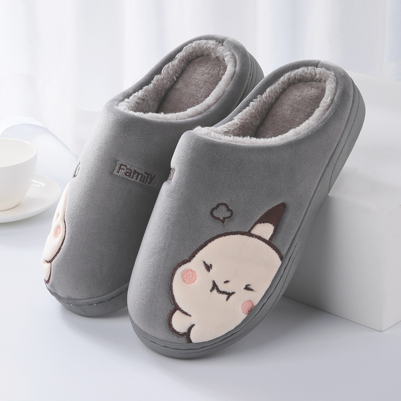 居家冬季厚底防滑卡通保暖棉拖鞋