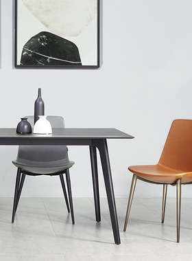 HEDUEN现代简约餐椅家用餐桌凳靠背椅子餐座极简灰色北欧餐厅H561